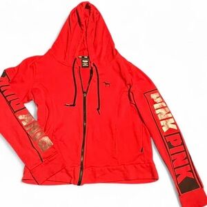 PINK Victoria's Secret Bright Red Zip-Up Hoodie